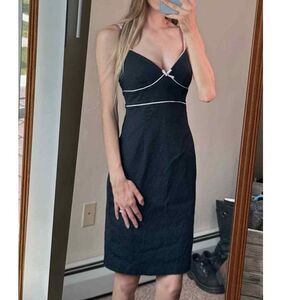 NWT Express Little Black Dress Women’s 8 White Satin Bow Straps Lined